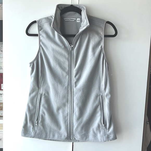 Outdoor Ventures Fleecevest voor dames, zacht mouwloos jack met zakken met ritssluiting, sport, loopvest, lente, herfst, fleecevest voor vrouwen, rood, M